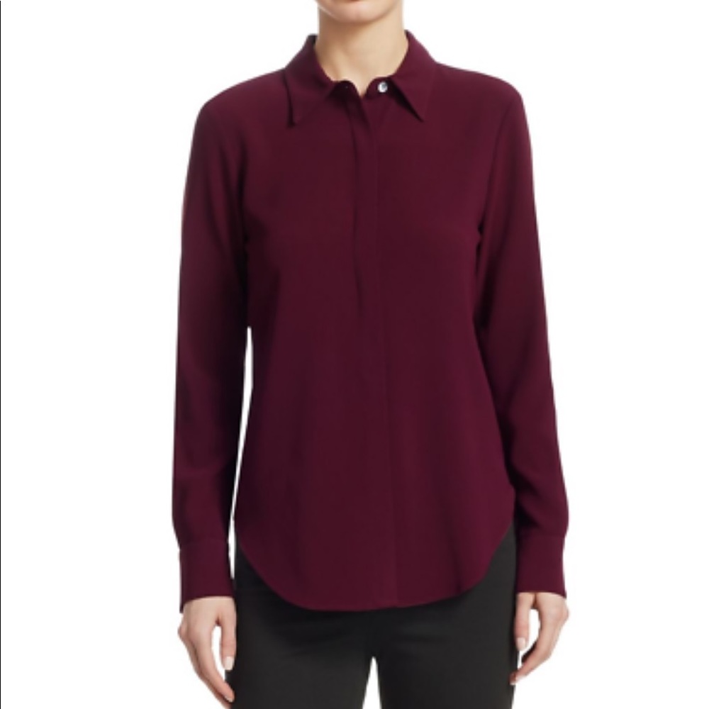 NWT Theory Pink Currant (Burgundy) Button Down